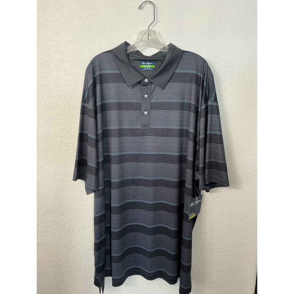 Ben Hogan Performance Polo 3XL Caviar Palace Blue Striped Golf Shirt NWT